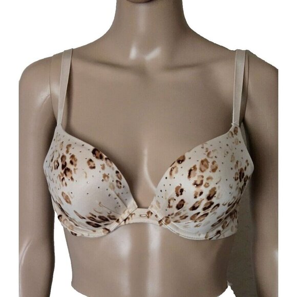 Victoria's Secret Plunge Bra Lightly Lined animal print sequins underwired 36B - Picture 1 of 5